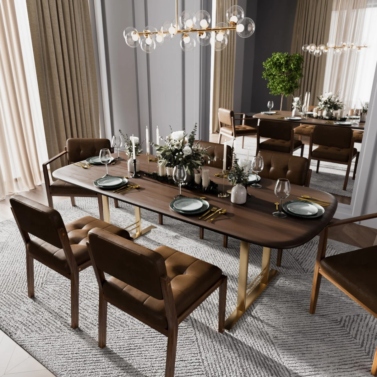 Стол обеденный 300 х 110 см коричневый Axel Dining Table Commune — фото 4