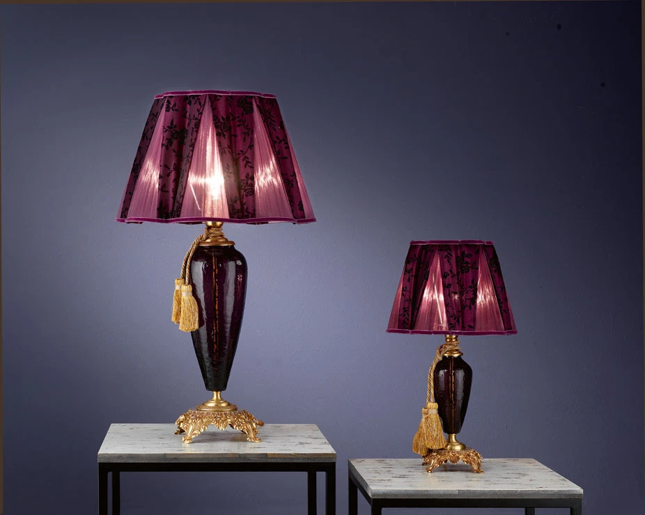 Малая настольная лампа с абажуром 28 см темно-фиолетовая Barocco LP1 Euroluce Light of Italy — фото 2