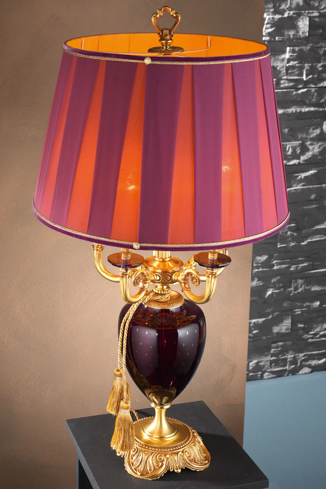 Большая настольная лампа с абажуром 50 см темно-фиолетовая Luigi XV LG5 Euroluce Light of Italy — фото 1
