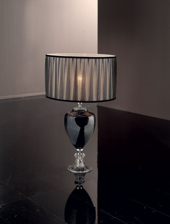Большая настольная лампа с абажуром 40 см черная Pluton LG1 Euroluce Light of Italy — фото 2