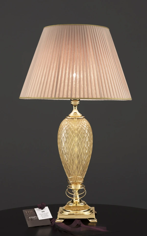 Большая настольная лампа с абажуром 45 см золото Euroluce Light of Italy — фото 1