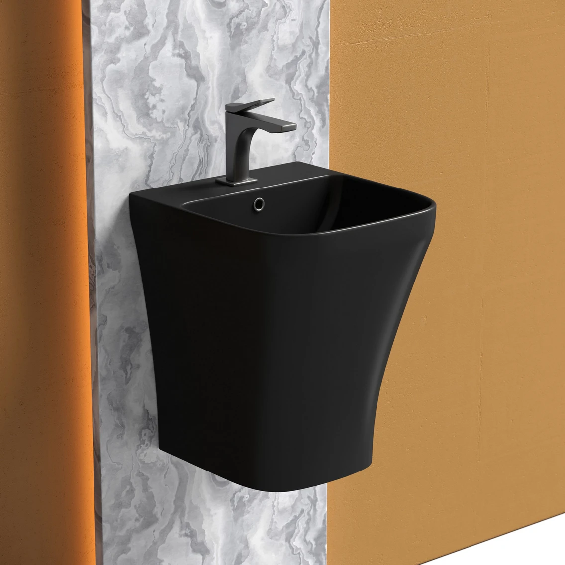 Раковина моноблок подвесная черная матовая Ceramicanova Dion CN6067MB Ceramicanova — фото 3