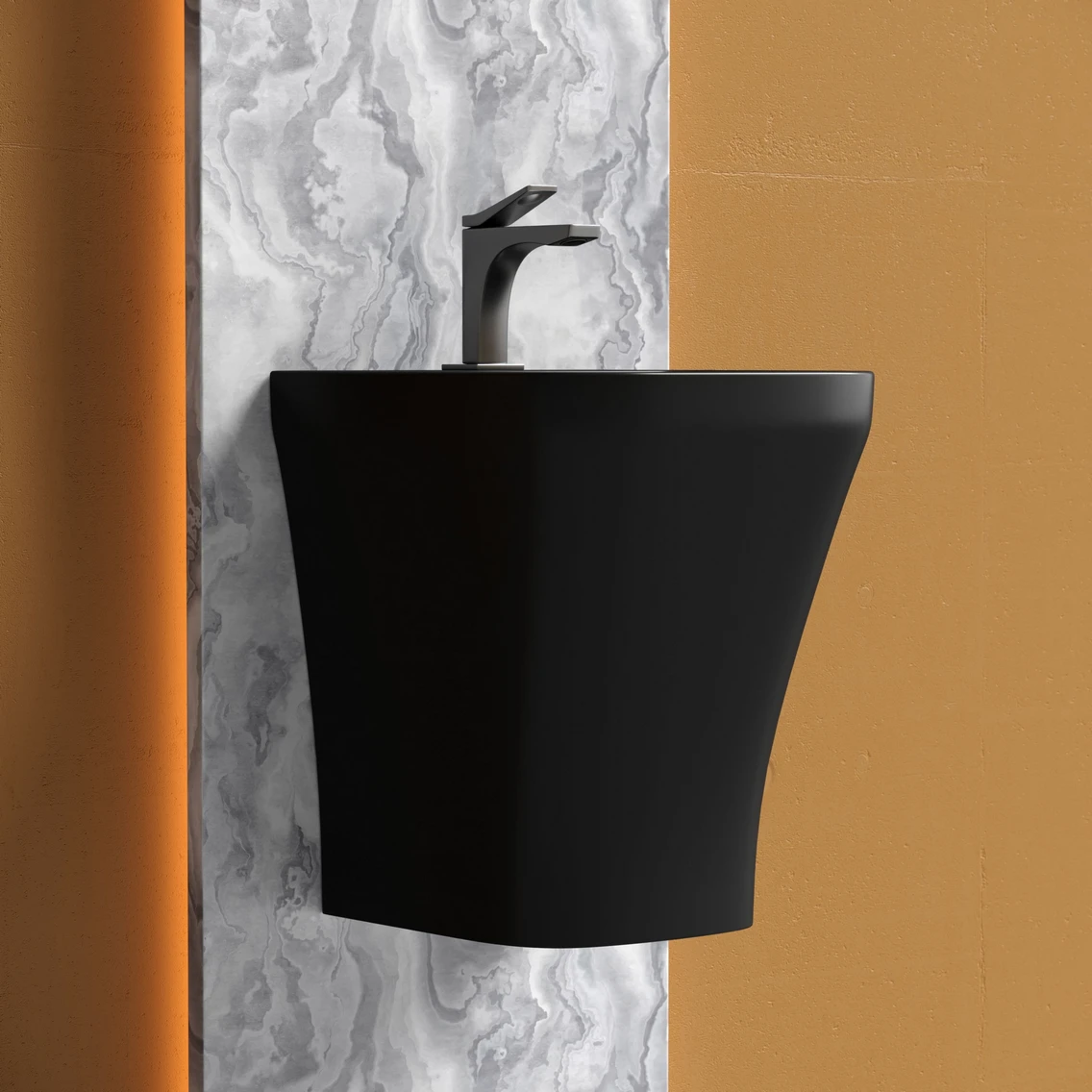 Раковина моноблок подвесная черная матовая Ceramicanova Dion CN6067MB Ceramicanova — фото 4