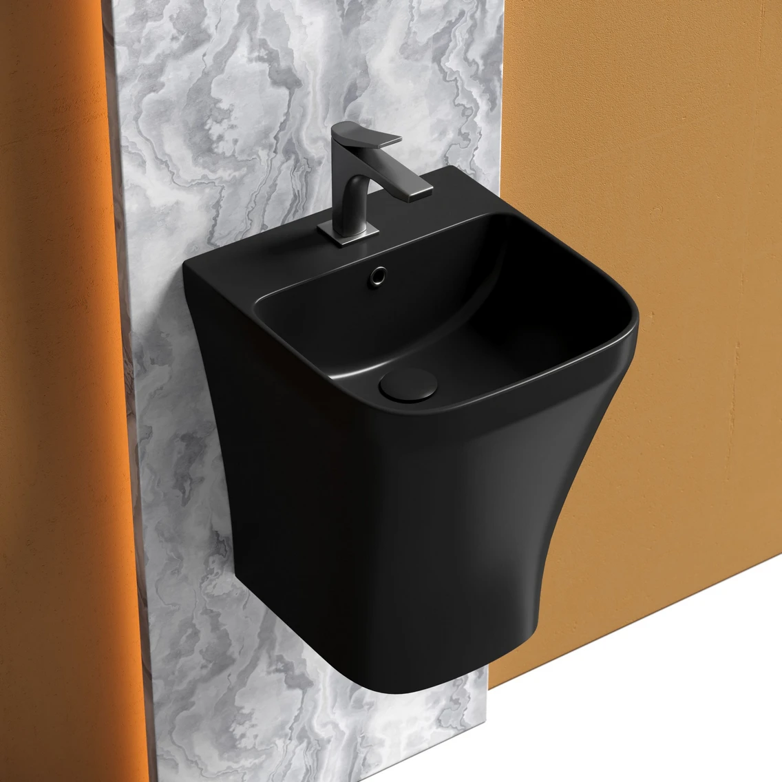 Раковина моноблок подвесная черная матовая Ceramicanova Dion CN6067MB Ceramicanova — фото 5