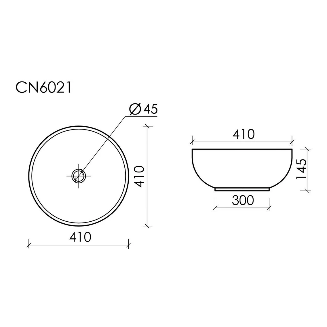 Накладная раковина круглая 41х41 см белая Ceramicanova Element CN6021 Ceramicanova — фото 5