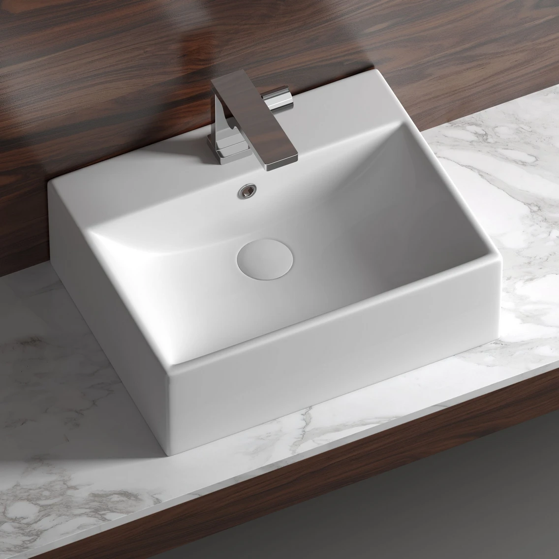 Накладная раковина прямоугольная 50 см белая Ceramicanova Element CN6040 Ceramicanova — фото 2