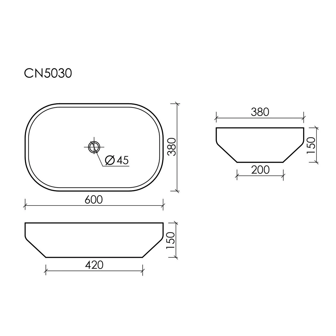 Накладная раковина 60 см белая Ceramicanova Element CN5030 Ceramicanova — фото 5