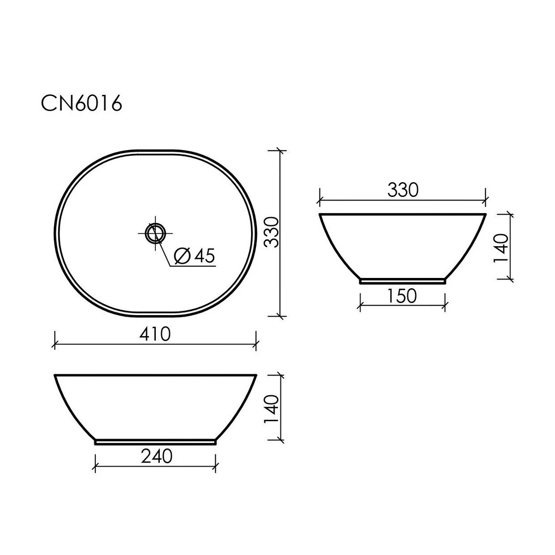 Накладная раковина 40x33 см белая Ceramicanova Element CN6016 Ceramicanova — фото 5
