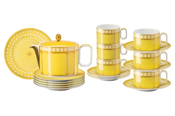 Сервиз чайный на 6 персон фарфор желтый Сваровски Rosenthal — фото 1