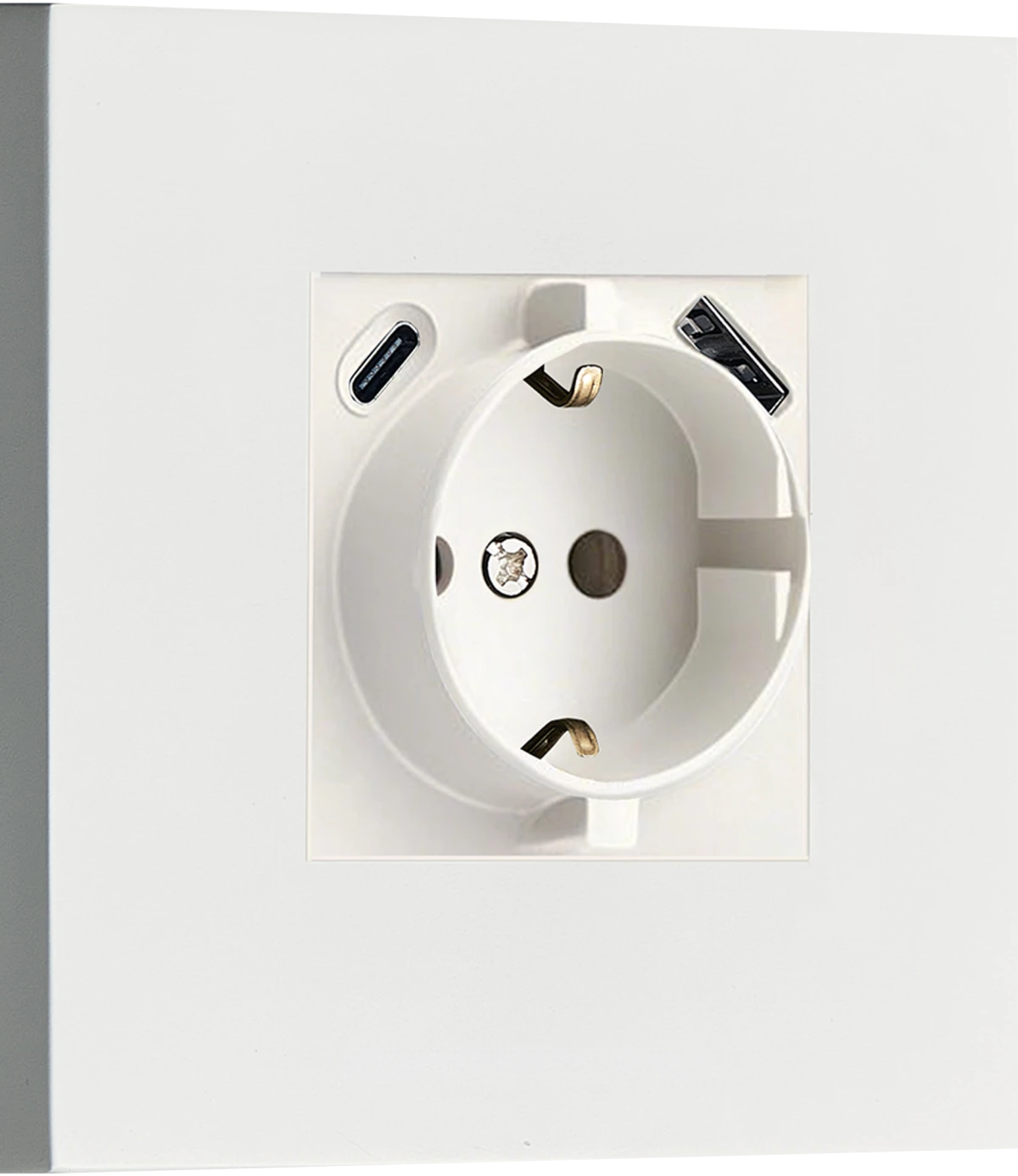 Розетка Schuko с зарядным устройством USB A+C и шторками белая N96 Donel — фото 1