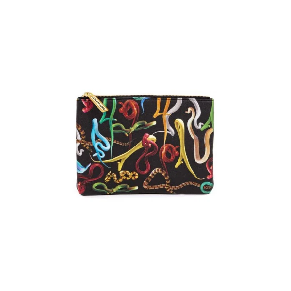 Косметичка на молнии черная с рисунком Snakes Seletti — фото 1