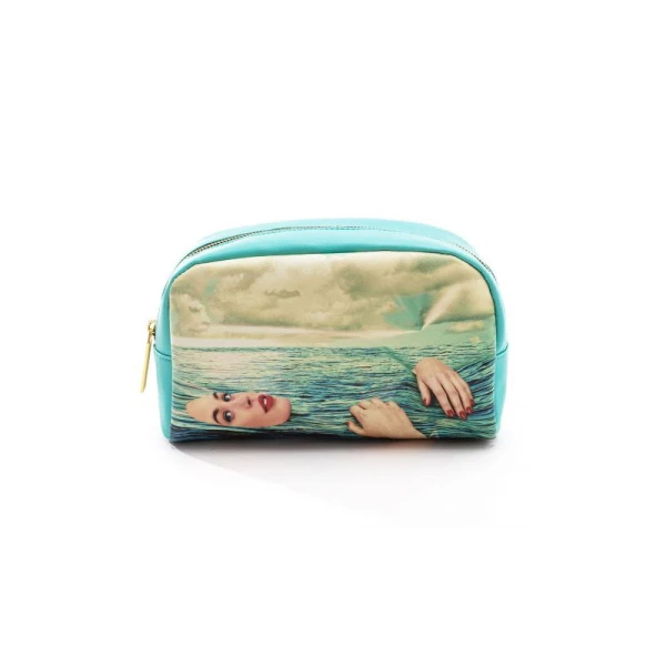 Косметичка на молнии голубая Seagirl Seletti — фото 1