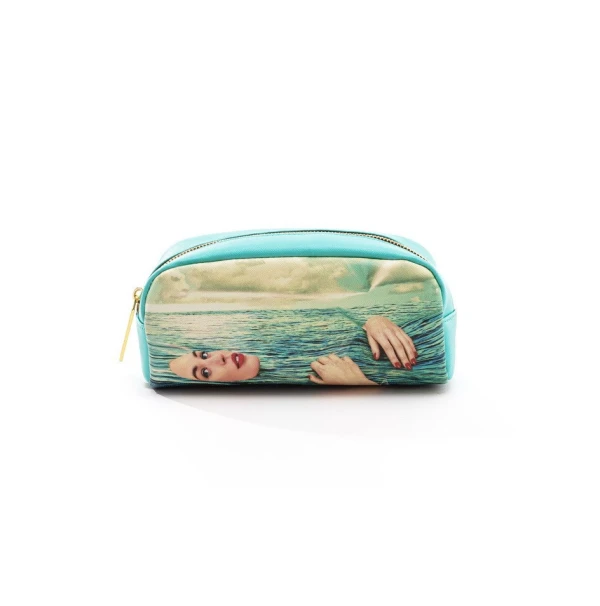 Косметичка на молнии голубая Seagirl Seletti — фото 1