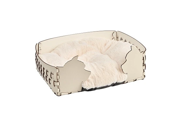 Корзина с подушкой 45x30x15 см бежевая Dog ADJ — фото 1