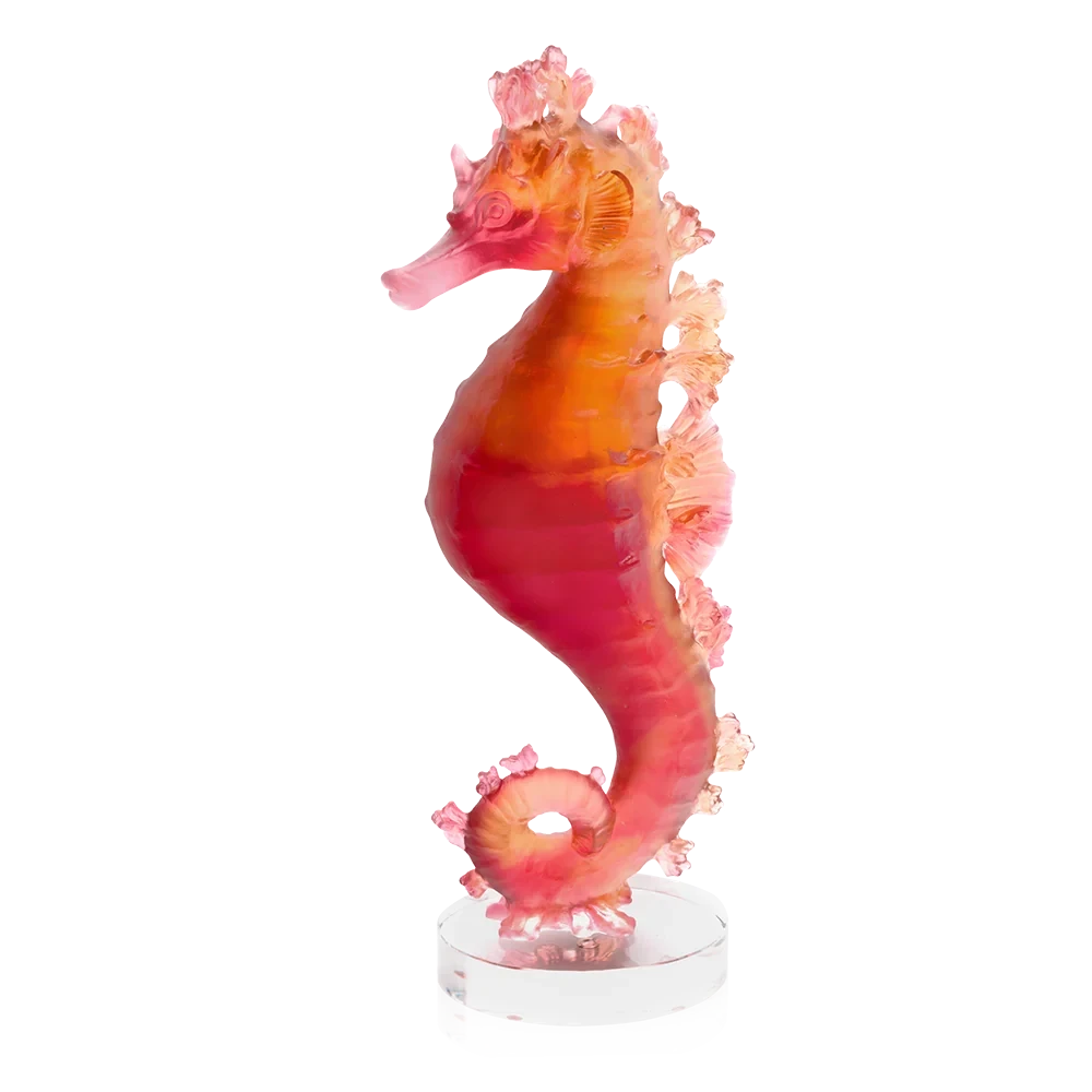 Скульптура морской конек Amber Red Seahorse Daum — фото 1