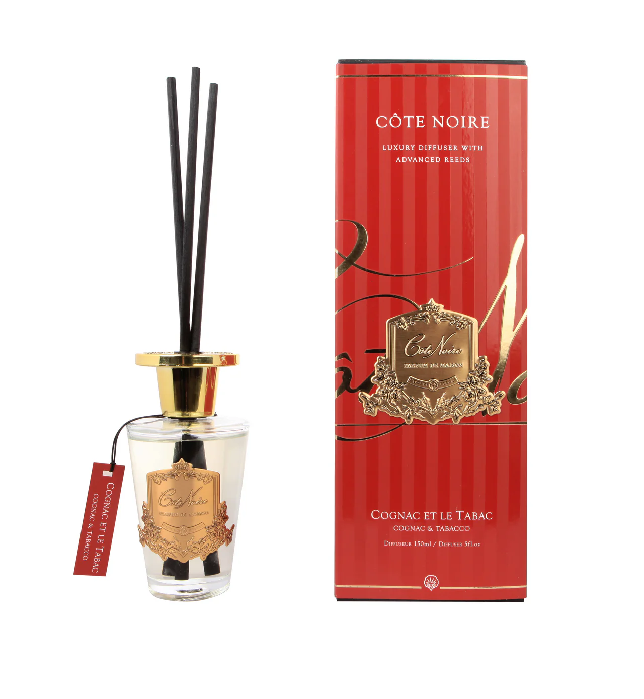 Диффузор с золотым логотипом 150 мл Cognac & Tobacco Côte Noire — фото 1