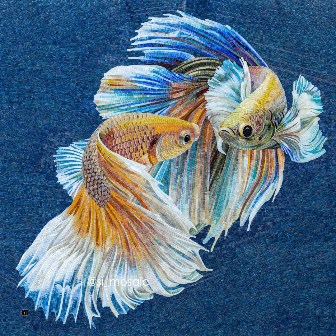 Декоративное панно Fish Betta Splendens pixel, Si Mosaic Si Mosaic — фото 1