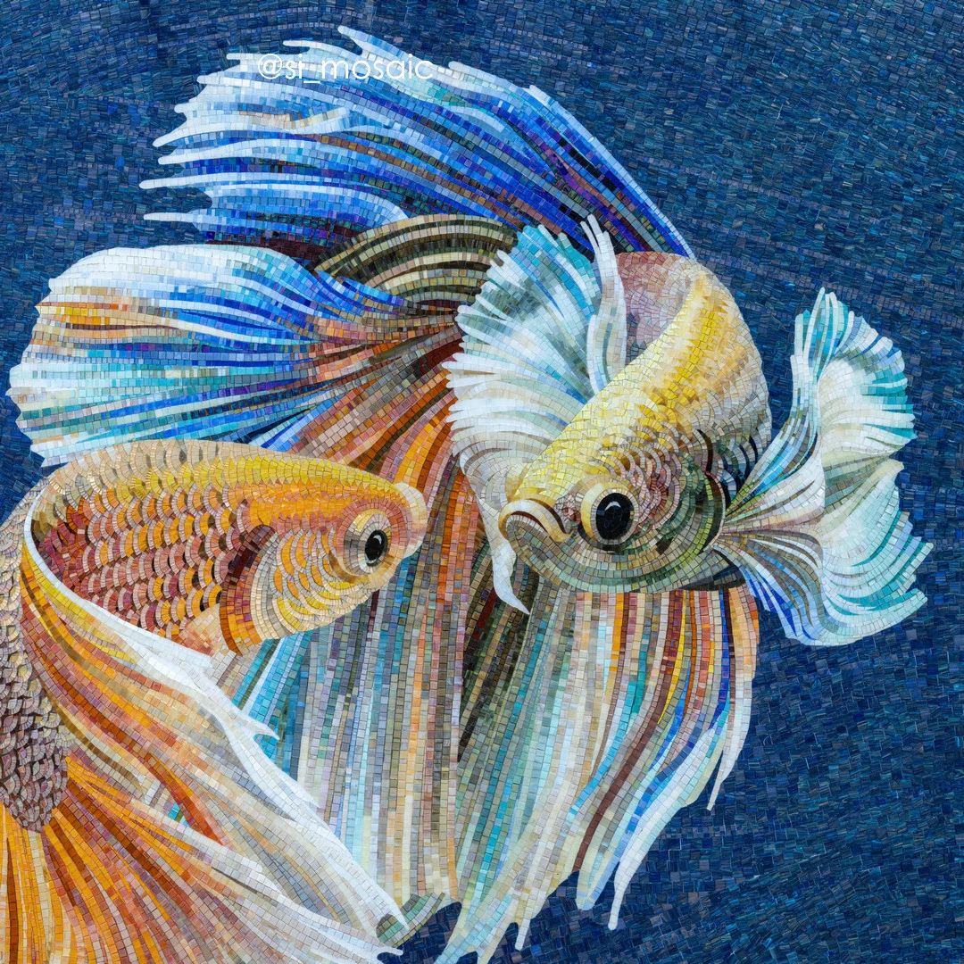 Декоративное панно Fish Betta Splendens pixel, Si Mosaic Si Mosaic — фото 2