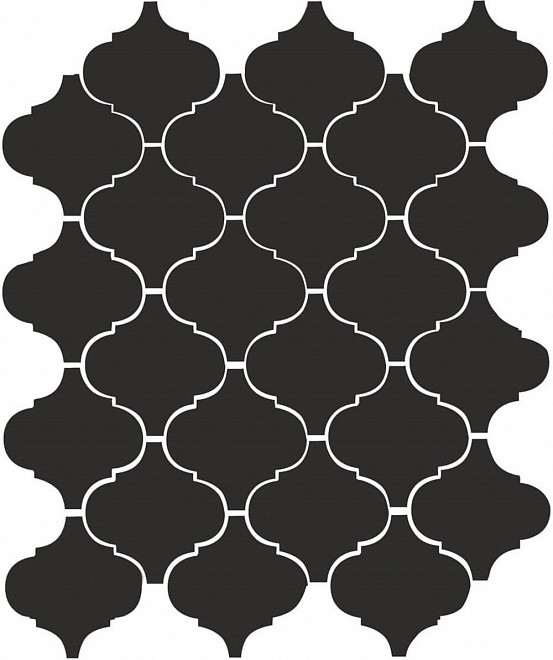 Керамическая плитка Арабески черный глянцевый 26x30x0,7 из 24 частей 6,5х6,5 Kerama Marazzi — фото 1
