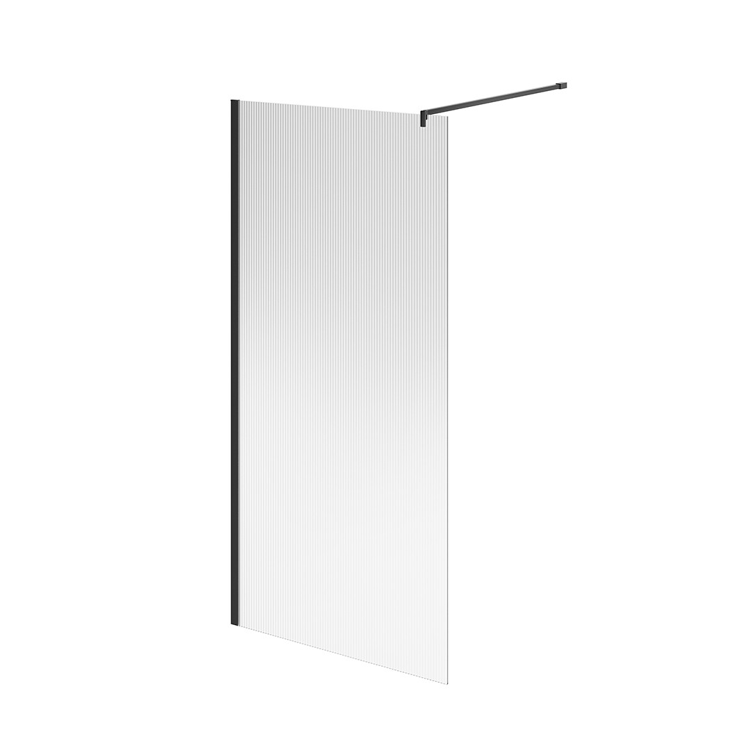 Душевая перегородка Кристалло с рифленым стеклом, 100х210, матовый черный Kerama Marazzi — фото 1