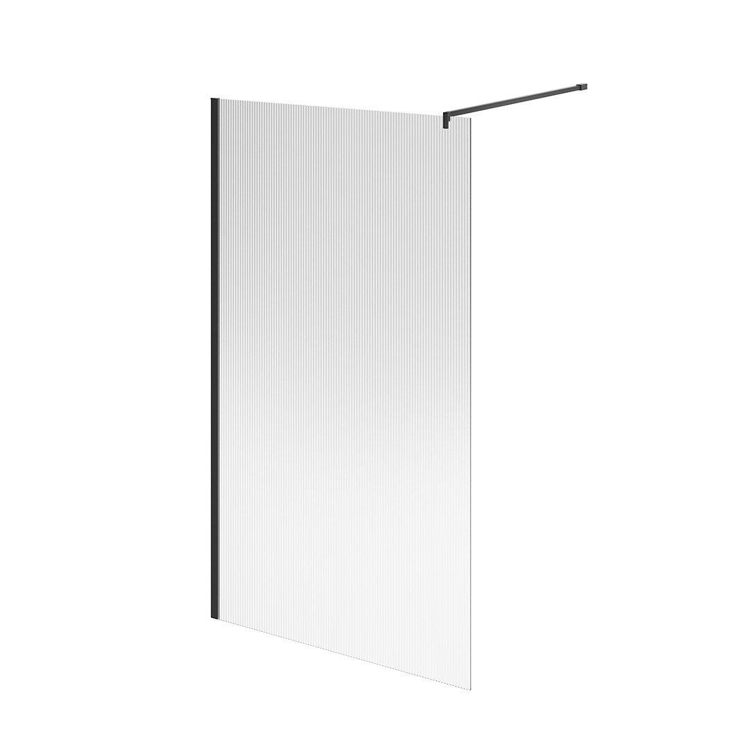 Душевая перегородка Кристалло с рифленым стеклом, 120х210, матовый черный Kerama Marazzi — фото 1