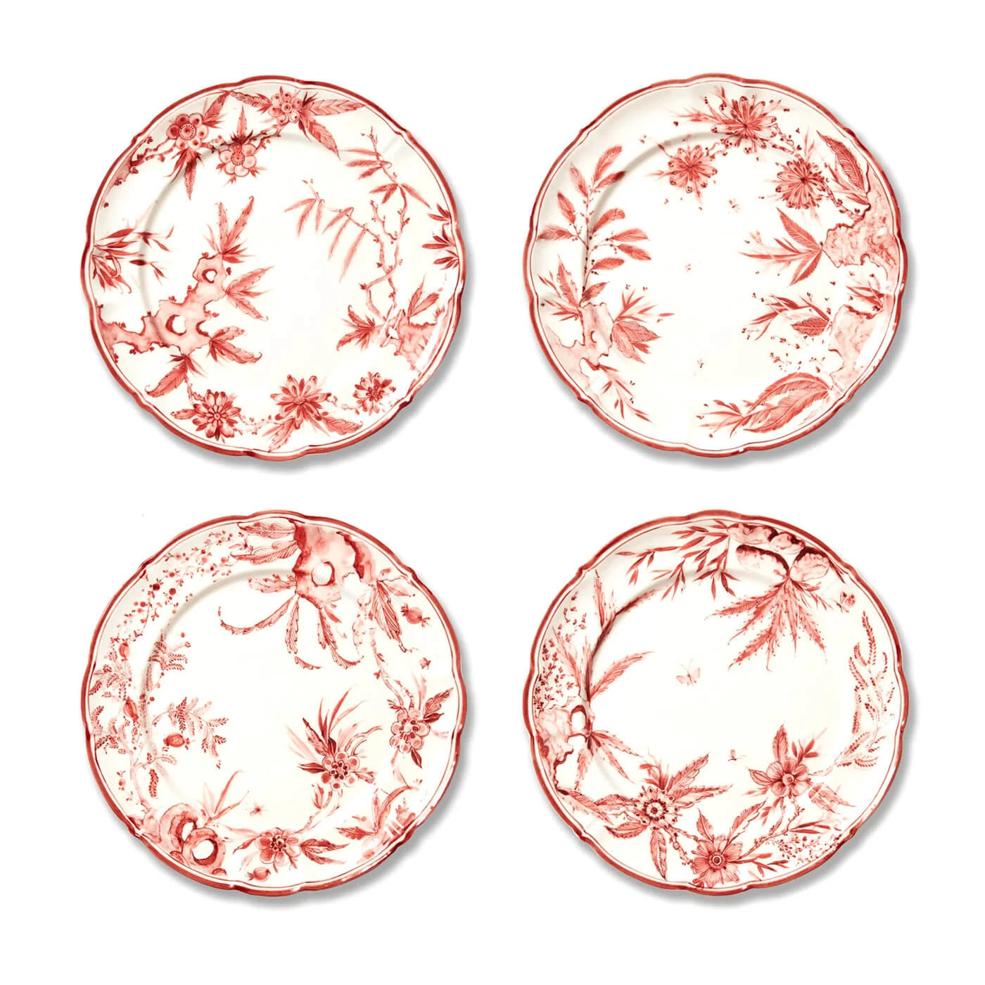 Набор десертных тарелок Rocaille Dove White Red, 4 шт